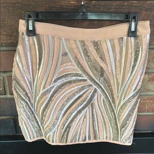 Endless Rose Tan Sequin Mini Pencil Skirt